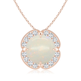 11.17x11.10x3.80mm AA GIA Certified Claw-Set Opal Clover Pendant with Diamond Halo in 18K Rose Gold