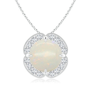 11.17x11.10x3.80mm AA GIA Certified Claw-Set Opal Clover Pendant with Diamond Halo in P950 Platinum