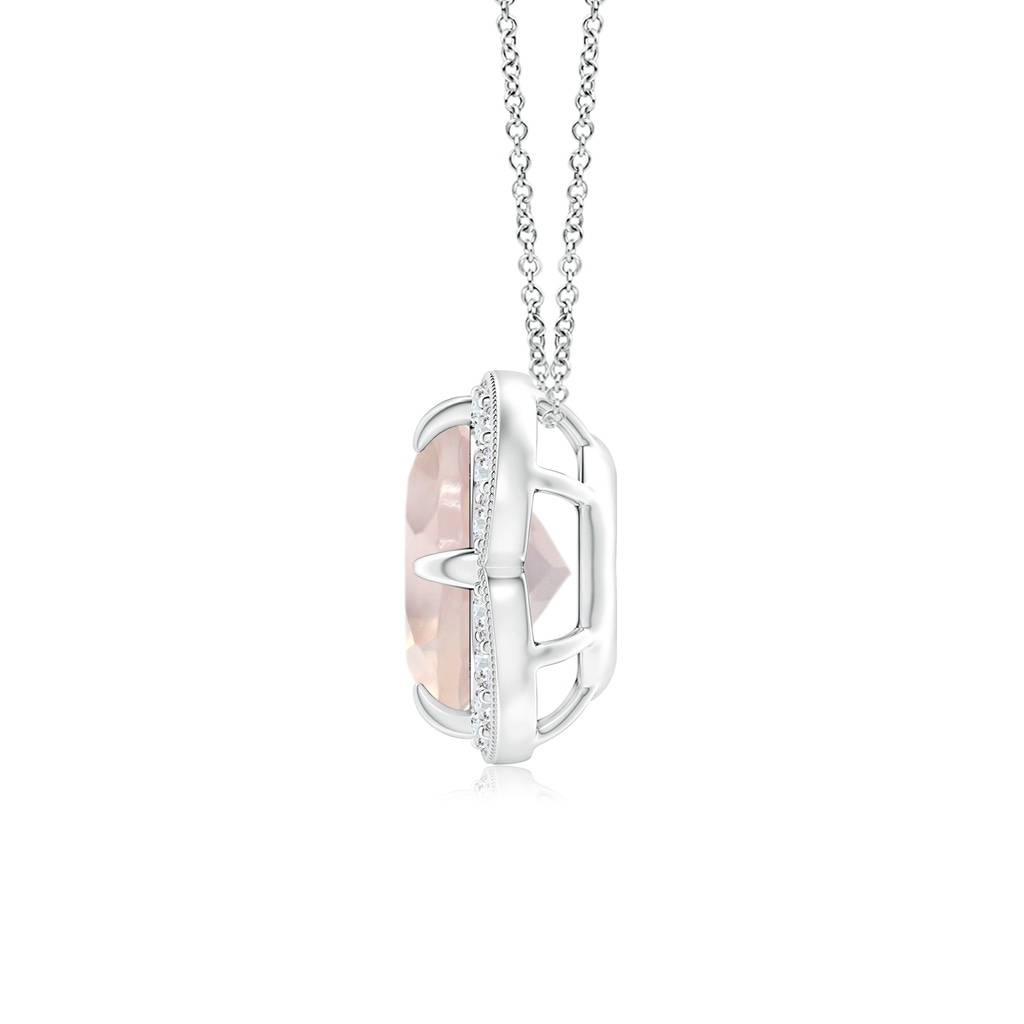 7.10x7.04x4.68mm A GIA Certified Claw-Set Rose Quartz Clover Pendant with Diamond Halo in P950 Platinum Side 199