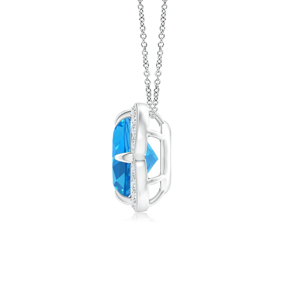 7mm AAAA Claw-Set Swiss Blue Topaz Clover Pendant with Diamond Halo in P950 Platinum product image