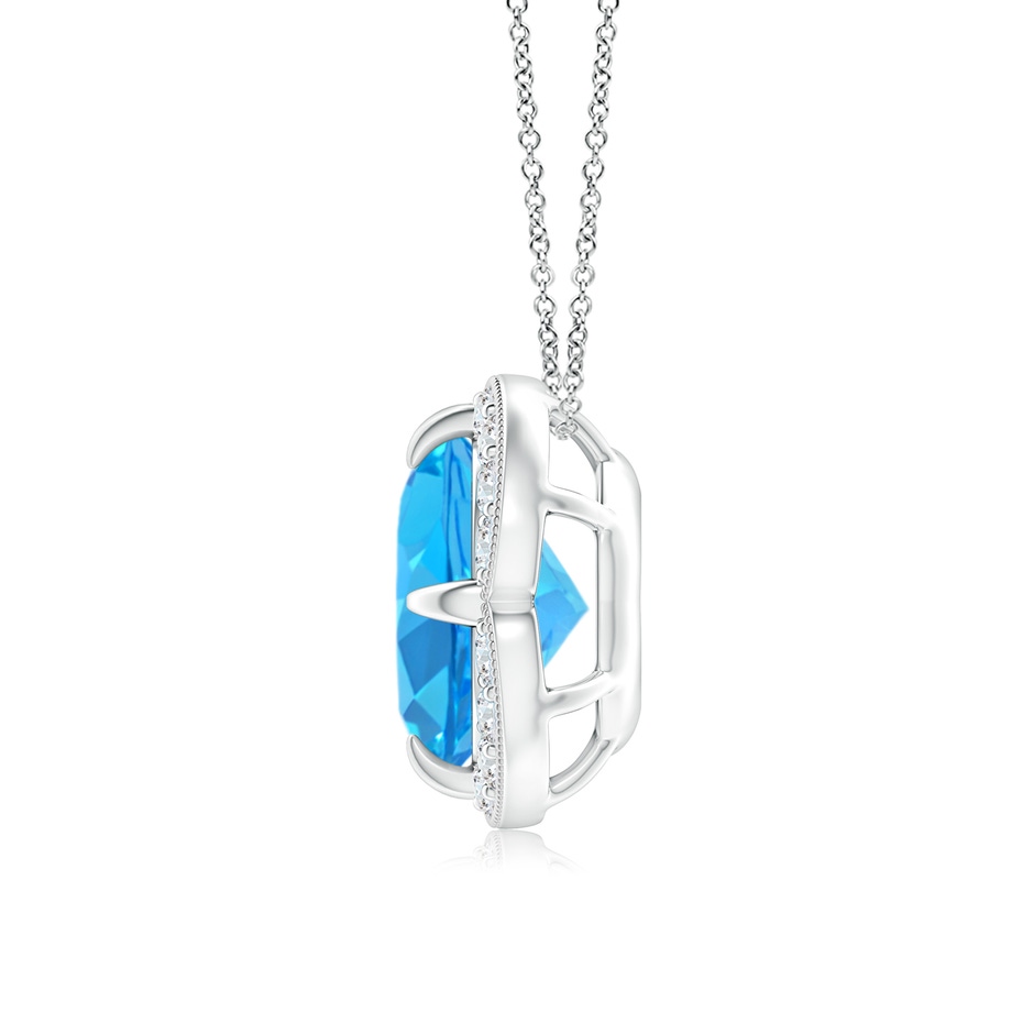 8mm AAA Claw-Set Swiss Blue Topaz Clover Pendant with Diamond Halo in White Gold product image