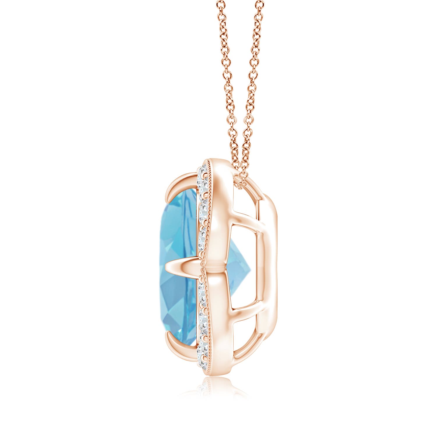 A - Swiss Blue Topaz / 3.49 CT / 14 KT Rose Gold