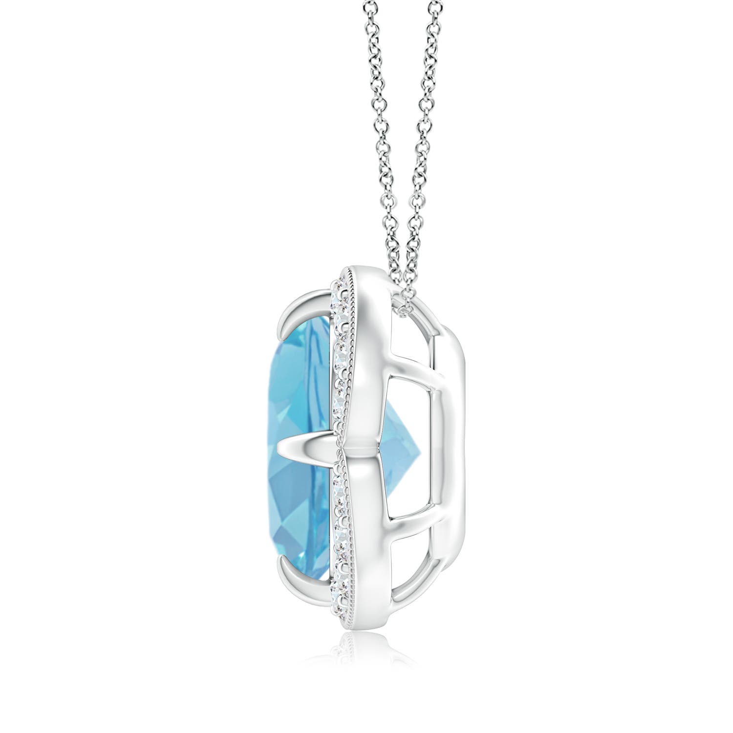 A - Swiss Blue Topaz / 3.49 CT / 14 KT White Gold