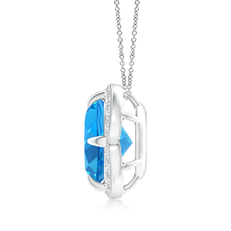 9mm AAAA Claw-Set Swiss Blue Topaz Clover Pendant with Diamond Halo in White Gold product image