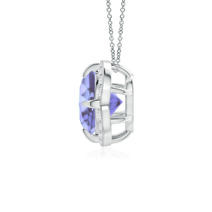 7mm A Claw-Set Tanzanite Clover Pendant with Diamond Halo in White Gold product image