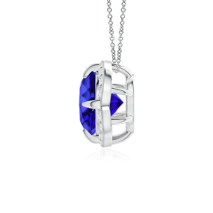 7mm AAA Claw-Set Tanzanite Clover Pendant with Diamond Halo in White Gold product image