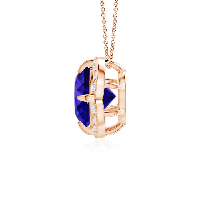7mm AAAA Claw-Set Tanzanite Clover Pendant with Diamond Halo in Rose Gold product image
