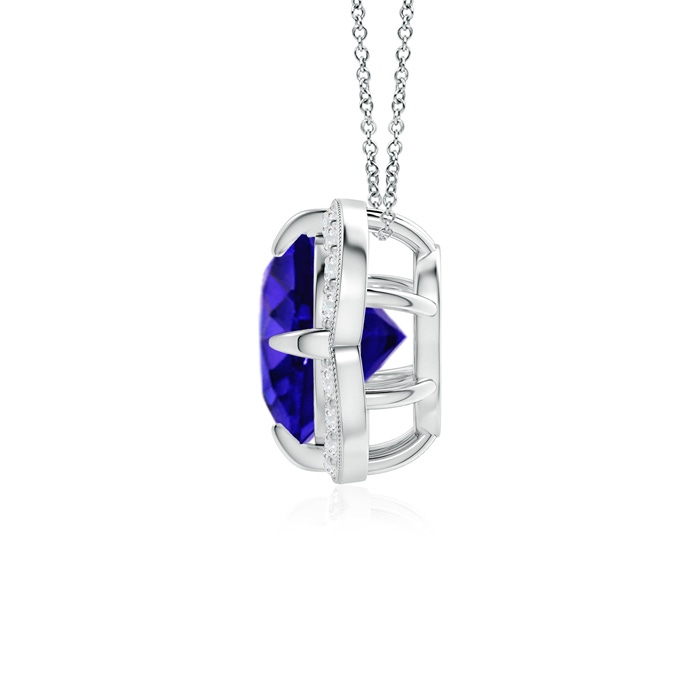 7mm AAAA Claw-Set Tanzanite Clover Pendant with Diamond Halo in White Gold product image
