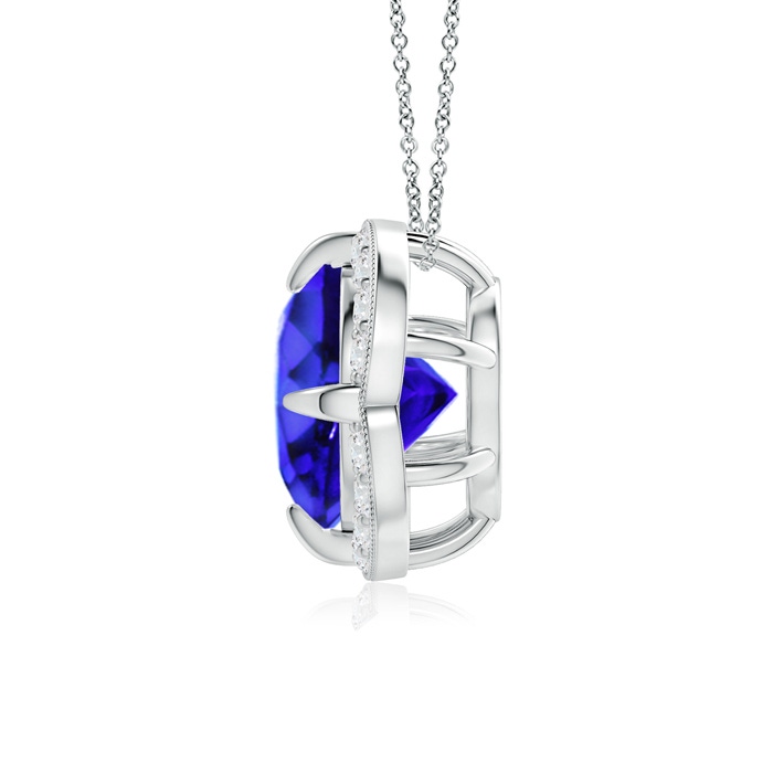 8mm AAA Claw-Set Tanzanite Clover Pendant with Diamond Halo in White Gold product image