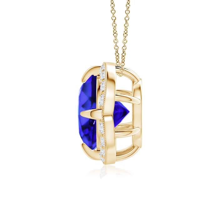 8mm AAA Claw-Set Tanzanite Clover Pendant with Diamond Halo in Yellow Gold product image