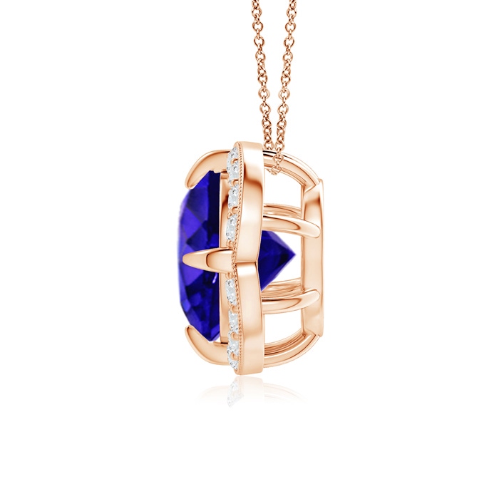 8mm AAAA Claw-Set Tanzanite Clover Pendant with Diamond Halo in Rose Gold product image
