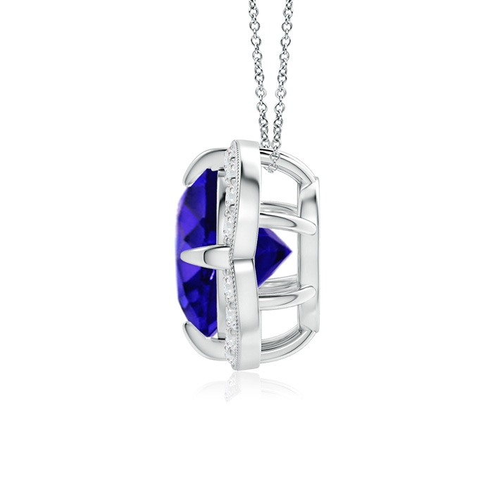 8mm AAAA Claw-Set Tanzanite Clover Pendant with Diamond Halo in White Gold product image