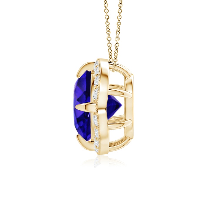 8mm AAAA Claw-Set Tanzanite Clover Pendant with Diamond Halo in Yellow Gold product image