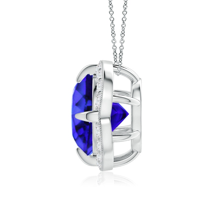 9mm AAA Claw-Set Tanzanite Clover Pendant with Diamond Halo in P950 Platinum product image