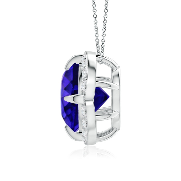 9mm AAAA Claw-Set Tanzanite Clover Pendant with Diamond Halo in P950 Platinum product image