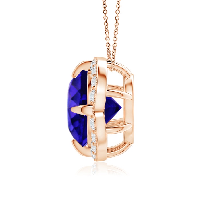 9mm AAAA Claw-Set Tanzanite Clover Pendant with Diamond Halo in Rose Gold product image
