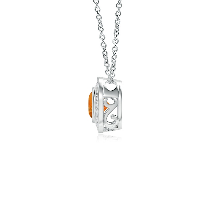 5mm AAAA Bezel-Set Citrine Pendant with Diamond Halo in White Gold Product Image