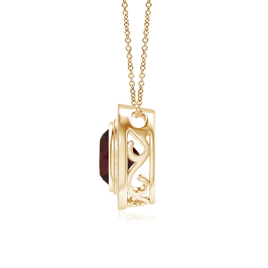 7mm A Bezel-Set Garnet Pendant with Diamond Halo in Yellow Gold side 199