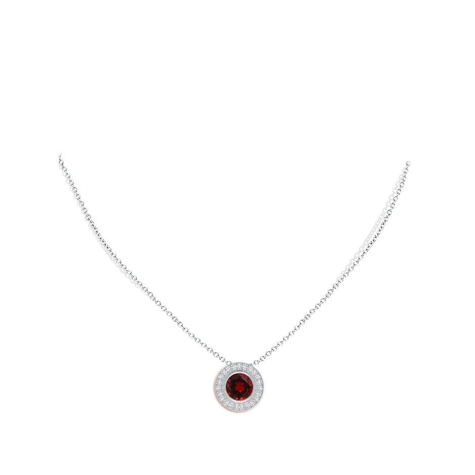 8mm AAAA Bezel-Set Garnet Pendant with Diamond Halo in P950 Platinum pen
