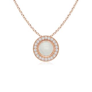 5mm A Bezel-Set Moonstone Pendant with Diamond Halo in 9K Rose Gold