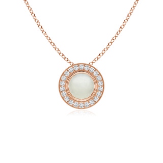 5mm AA Bezel-Set Moonstone Pendant with Diamond Halo in 10K Rose Gold