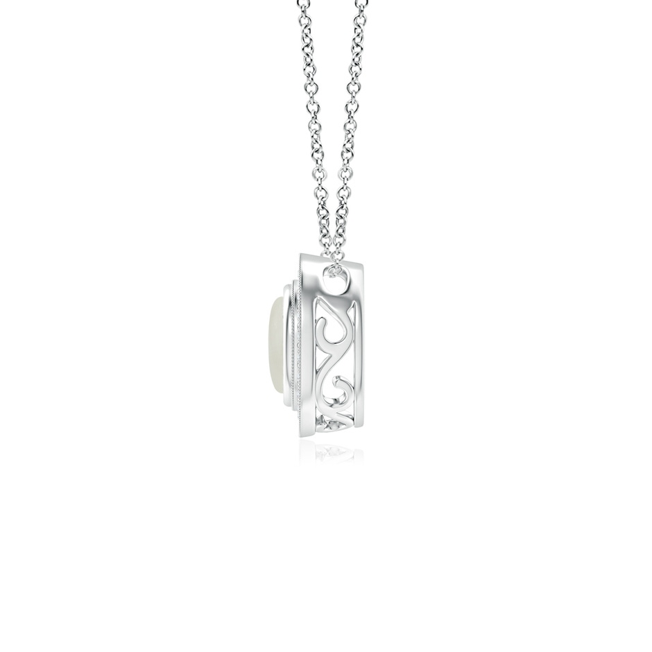 5mm AAA Bezel-Set Moonstone Pendant with Diamond Halo in White Gold side 1