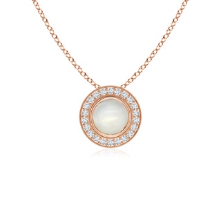 5mm AAAA Bezel-Set Moonstone Pendant with Diamond Halo in 10K Rose Gold