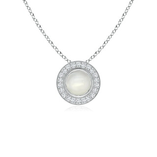 5mm AAAA Bezel-Set Moonstone Pendant with Diamond Halo in White Gold