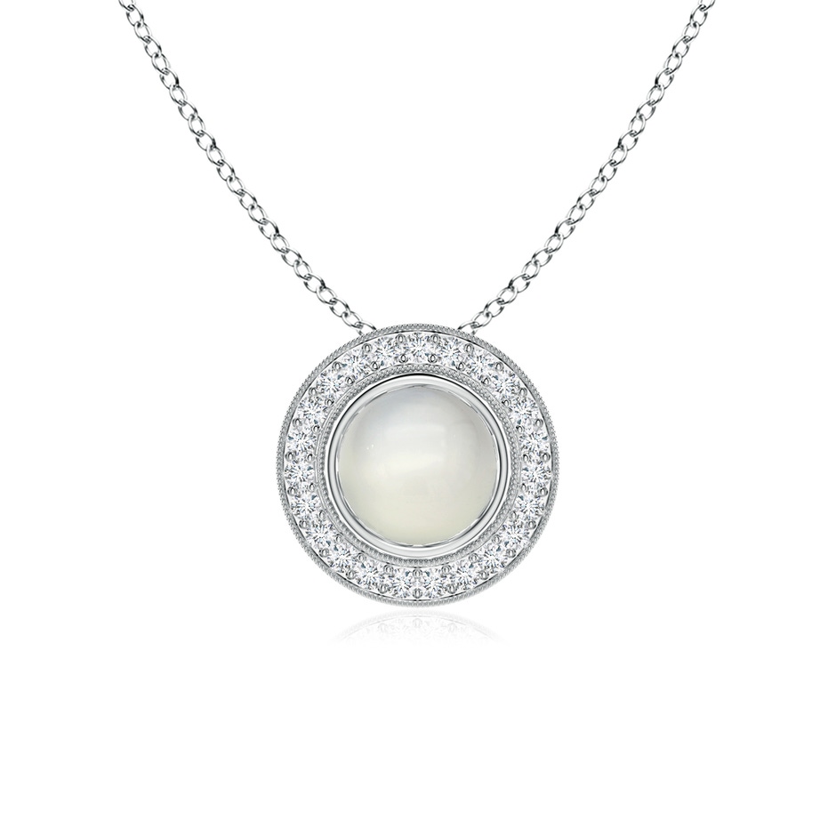 6mm AAA Bezel-Set Moonstone Pendant with Diamond Halo in White Gold 