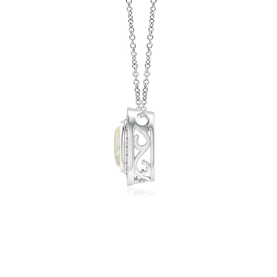 5mm AAA Bezel-Set Opal Pendant with Coffee Diamond Halo in White Gold side 199