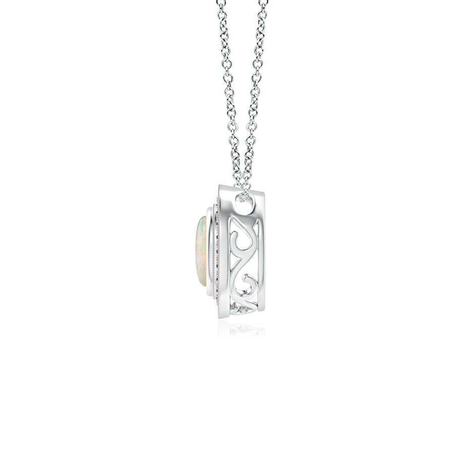 5mm AAAA Bezel-Set Opal Pendant with Coffee Diamond Halo in White Gold side 199