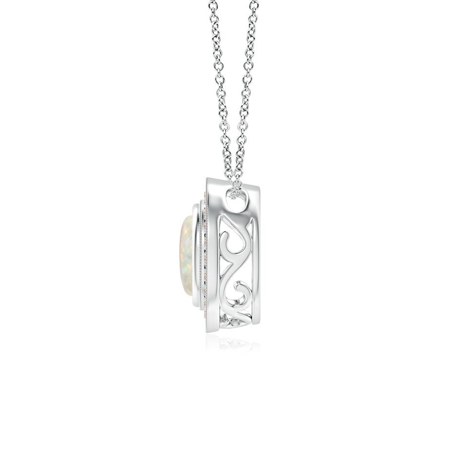 6mm AAA Bezel-Set Opal Pendant with Coffee Diamond Halo in White Gold side 199