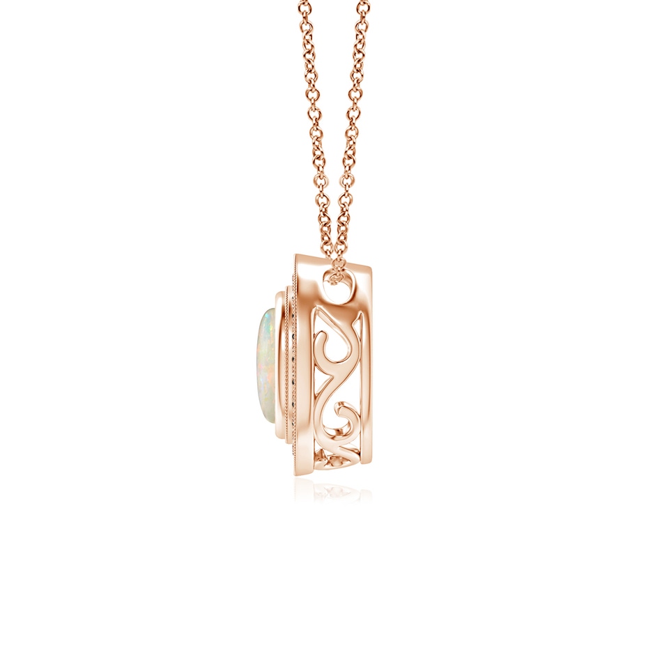 6mm AAAA Bezel-Set Opal Pendant with Coffee Diamond Halo in Rose Gold side 199