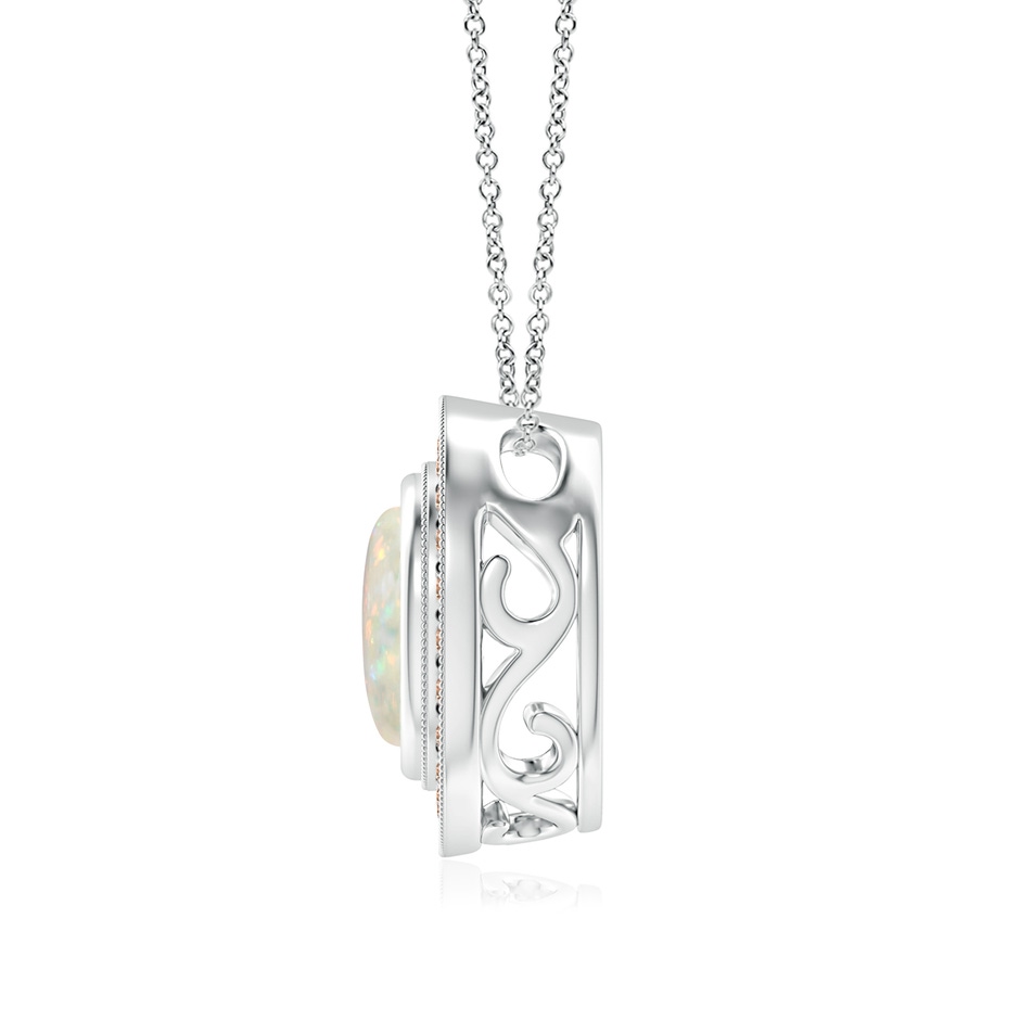 8mm AAA Bezel-Set Opal Pendant with Coffee Diamond Halo in White Gold side 199