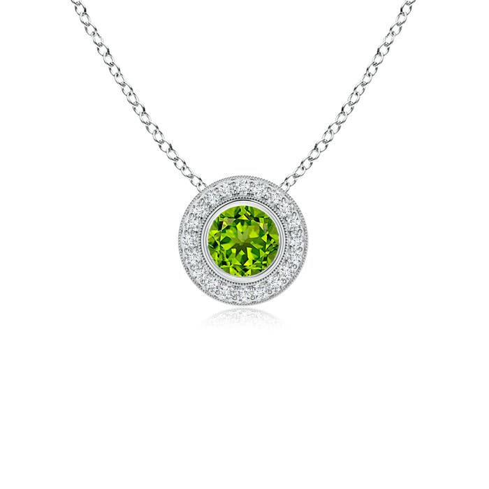 AAAA - Peridot / 0.67 CT / 14 KT White Gold