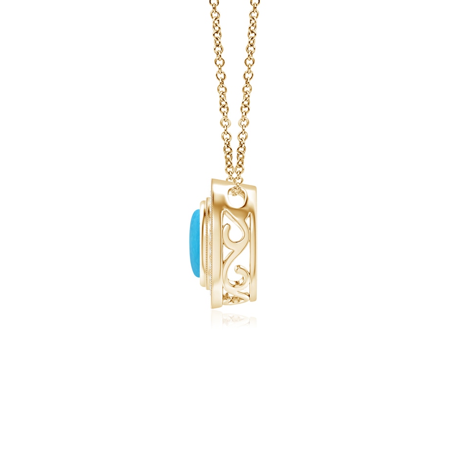5mm A Bezel-Set Turquoise Pendant with Diamond Halo in Yellow Gold side 1