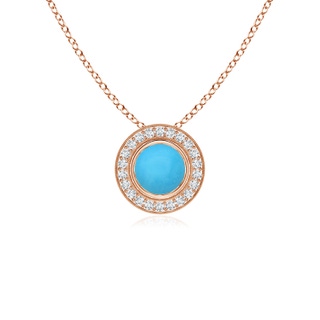 5mm AAA Bezel-Set Turquoise Pendant with Diamond Halo in Rose Gold