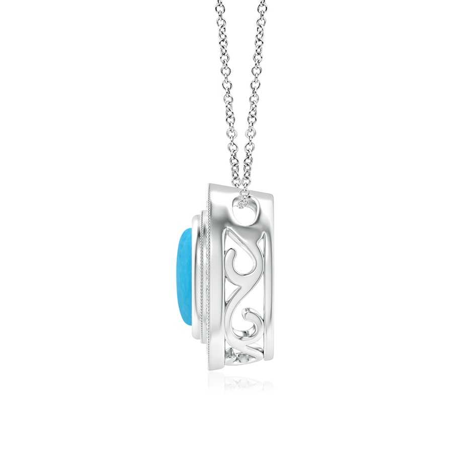 7mm A Bezel-Set Turquoise Pendant with Diamond Halo in White Gold side 1