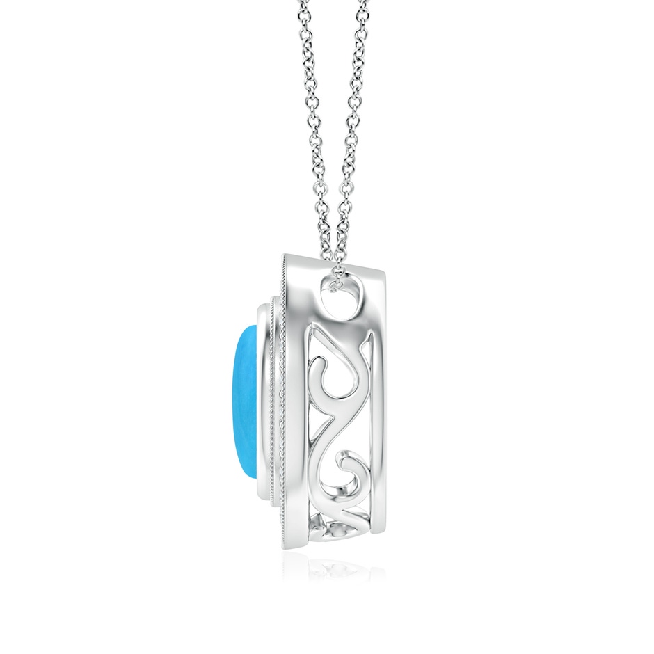 8mm AAAA Bezel-Set Turquoise Pendant with Diamond Halo in White Gold side 1