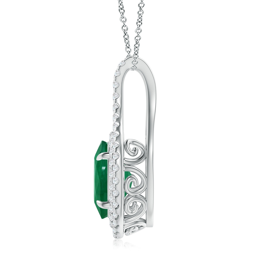 12.77x9.54x6.62mm AA Oval Emerald Double Halo Loop Pendant in White Gold Side 199