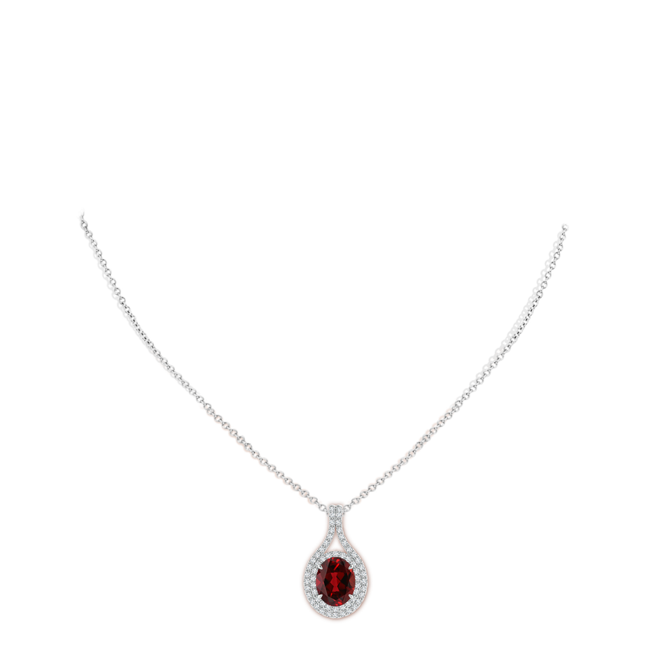10x8mm AAAA Oval Garnet Double Halo Loop Pendant in P950 Platinum pen