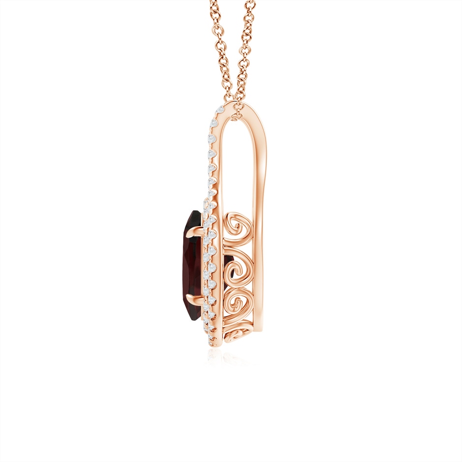 8x6mm A Oval Garnet Double Halo Loop Pendant in Rose Gold side 199
