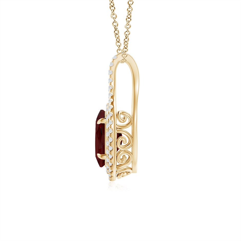 8x6mm AAA Oval Garnet Double Halo Loop Pendant in Yellow Gold side 199