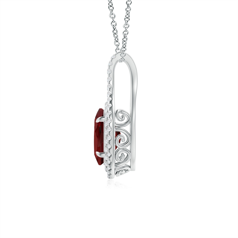 8x6mm AAAA Oval Garnet Double Halo Loop Pendant in White Gold side 199