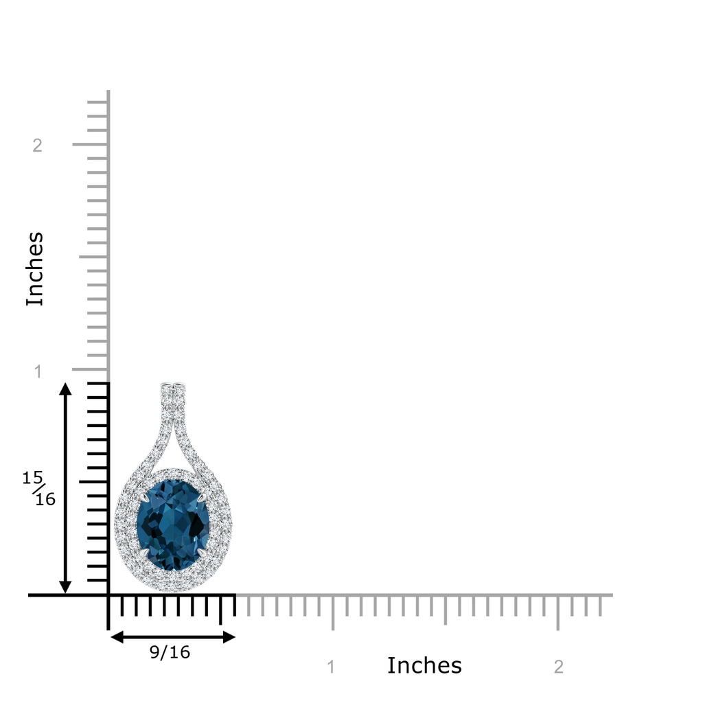 10x8mm AAA Oval London Blue Topaz Double Halo Loop Pendant in White Gold Product Image