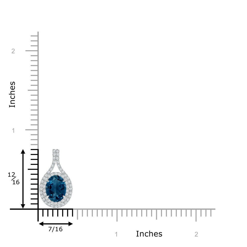 8x6mm AAAA Oval London Blue Topaz Double Halo Loop Pendant in P950 Platinum Product Image