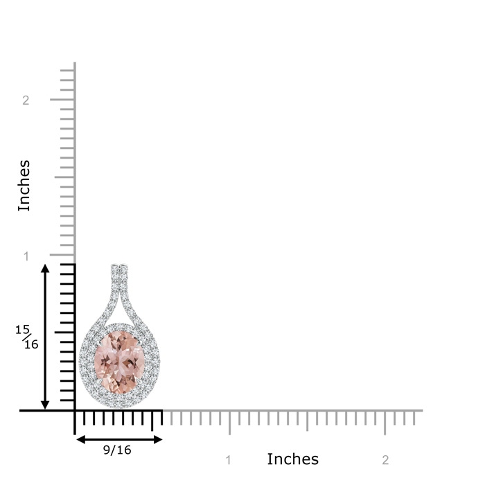 10x8mm AAA Oval Morganite Double Halo Loop Pendant in White Gold Product Image