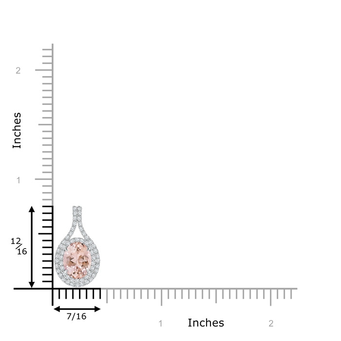 8x6mm AAAA Oval Morganite Double Halo Loop Pendant in White Gold Product Image