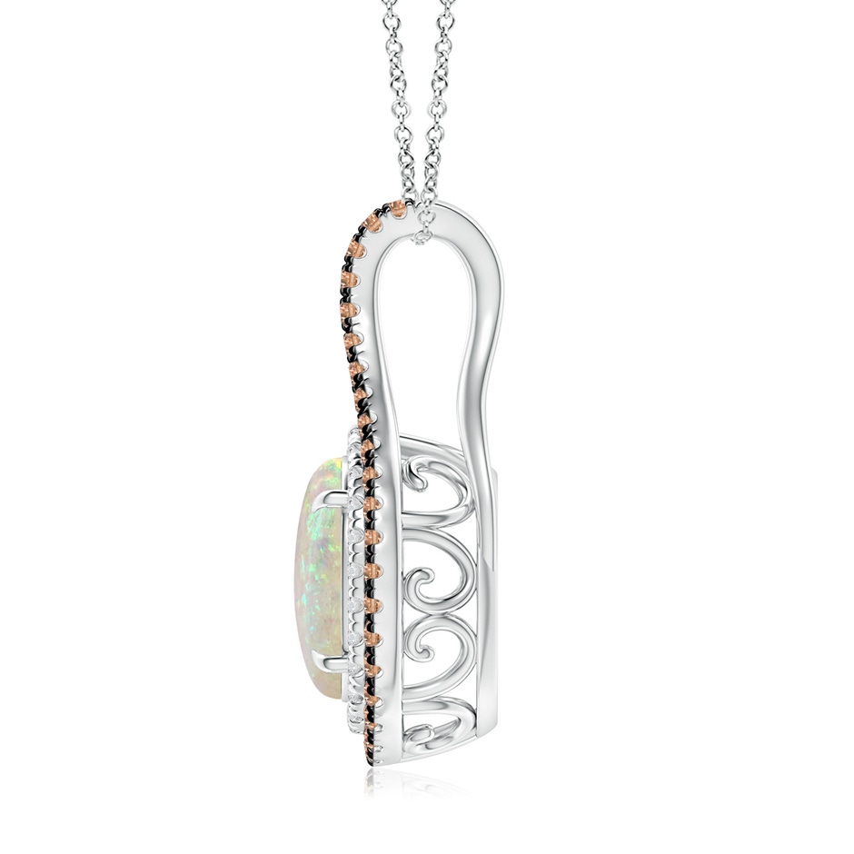 10x8mm AAA Oval Opal Loop Pendant with Coffee & White Diamonds in White Gold side 199