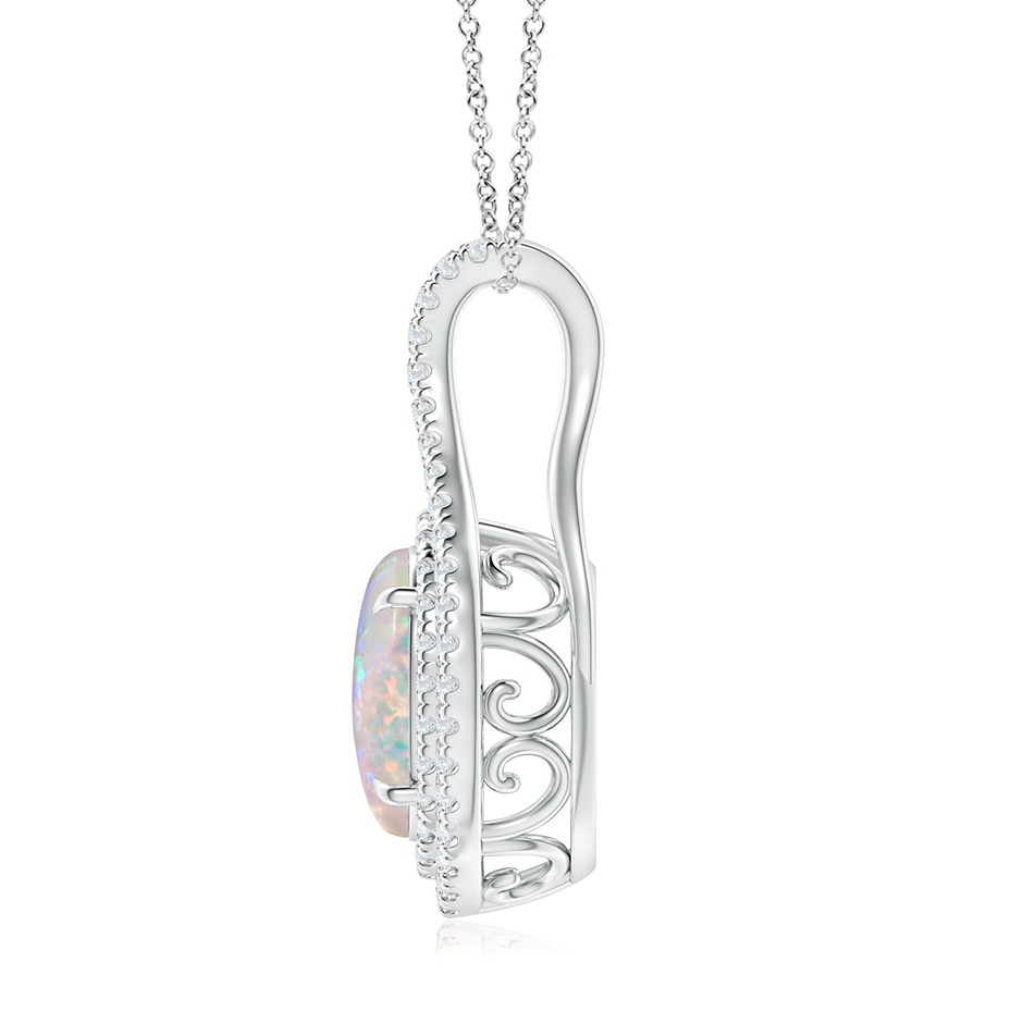 10x8mm AAAA Oval Opal Double Halo Loop Pendant in P950 Platinum side 199